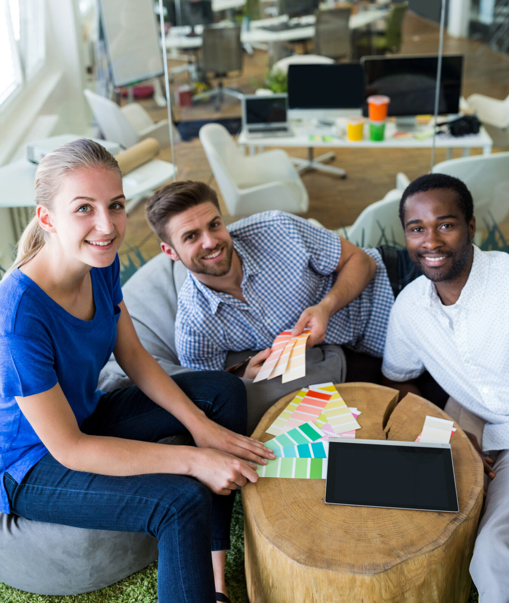 Creative professionals collaborating on marketing projects