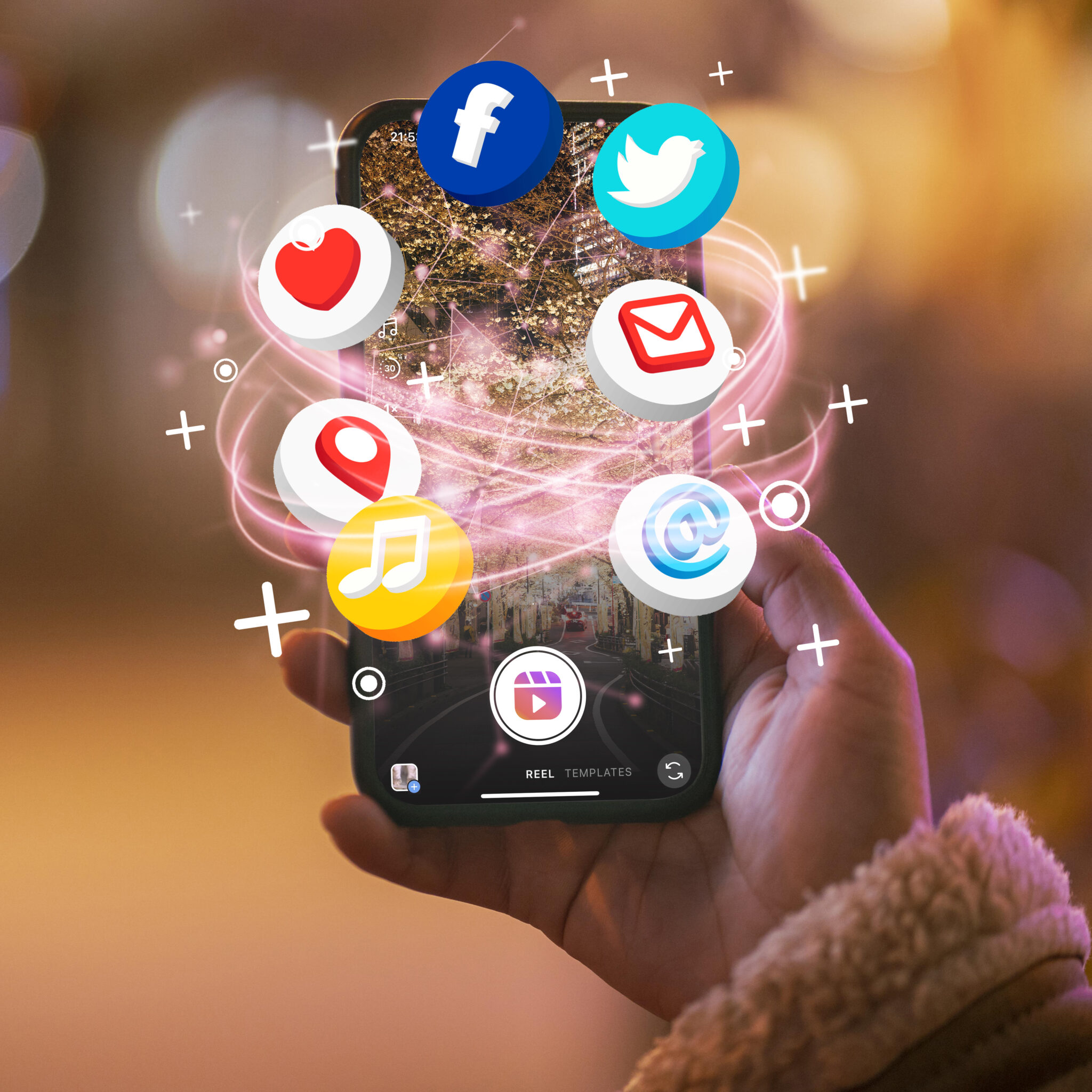 Smartphone displaying a social media concept